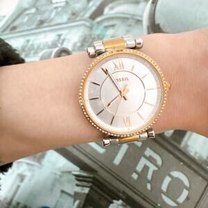 Fossil ES4342 Carlie Three-Hand Two-Tone Stainless Steel Watch